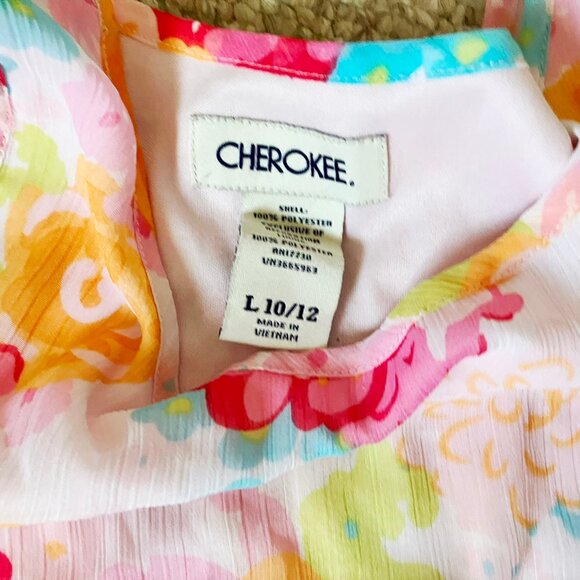 CHEROKEE  Colorful Flower Floral Girls Layered Flared Summer Dress 10 11 12 - Picture 4 of 8